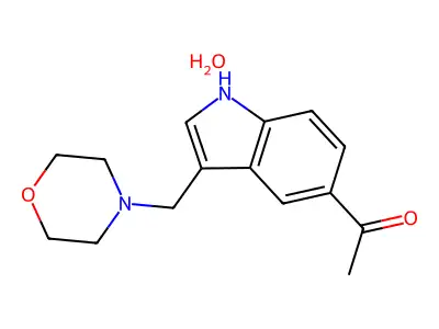 Indole, 5-acetyl-3-morpholinomethyl-, monohydrate structure