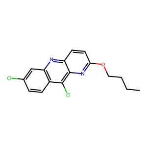 2-Butoxy-7,10-dichlorobenzo(b)-1,5-naphthyridine structure