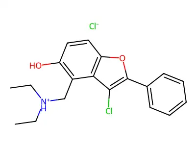 5-Benzofuranol, 3-chloro-4-(diethylaminomethyl)-2-phenyl-, hydrochloride structure