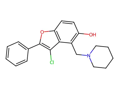 5-Benzofuranol, 3-chloro-2-phenyl-4-(piperidinomethyl)- structure