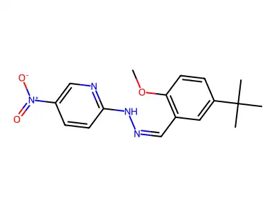 N-[(5-tert-butyl-2-methoxyphenyl)methylideneamino]-5-nitropyridin-2-amine structure