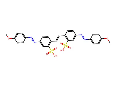Benzenesulfonic acid, 2,2a(2)-(1,2-ethenediyl)bis[5-[(4-methoxyphenyl)azo]- structure
