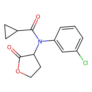 N-(3-chlorophenyl)-N-(tetrahydro-2-oxo-3-furyl)cyclopropanecarboxamide structure