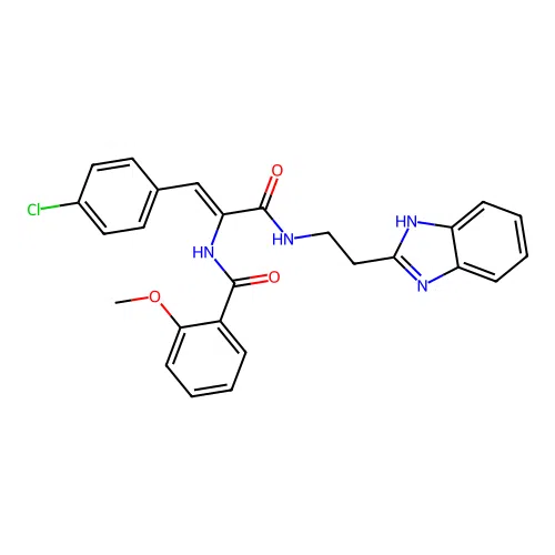 (2Z)-N-[2-(1H-13-BENZODIAZOL-2-YL)ETHYL]-3-(4-CHLOROPHENYL)-2-[(2-METHOXYPHENYL)FORMAMIDO]PROP-2-ENAMIDE structure