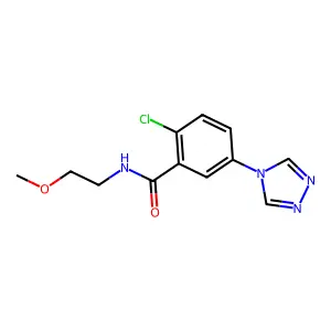 2-chloro-N-(2-methoxyethyl)-5-(4H-1,2,4-triazol-4-yl)benzamide structure