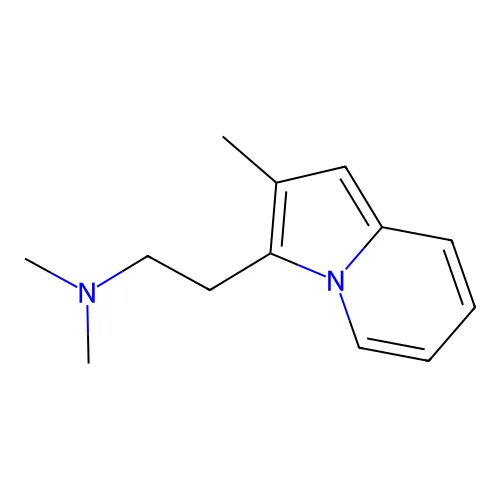 N,N-dimethyl-2-(2-methylindolizin-3-yl)ethanamine structure