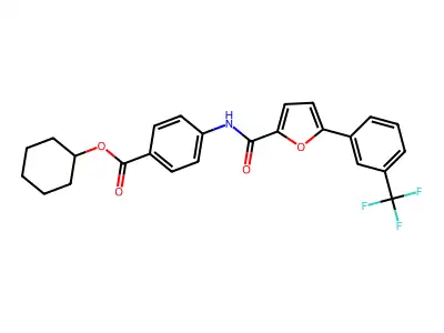 Cyclohexyl 4-[[5-[3-(trifluoromethyl)phenyl]furan-2-carbonyl]amino]benzoate structure