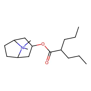 8,8-Dimethyl-3-[(2-propylpentanoyl)oxy]-8-azoniabicyclo[3.2.1]octane structure