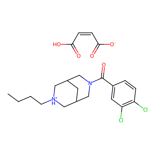 3,7-Diazabicyclo(3.3.1)nonane, 7-butyl-3-(3,4-dichlorobenzoyl)-, fumarate structure