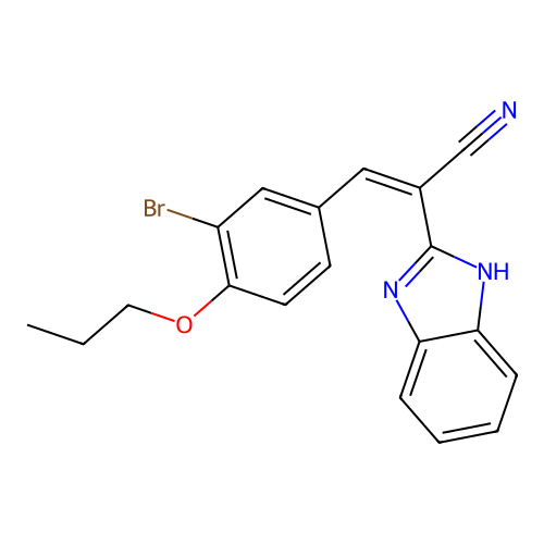 (Z)-2-(1H-benzimidazol-2-yl)-3-(3-bromo-4-propoxyphenyl)prop-2-enenitrile structure