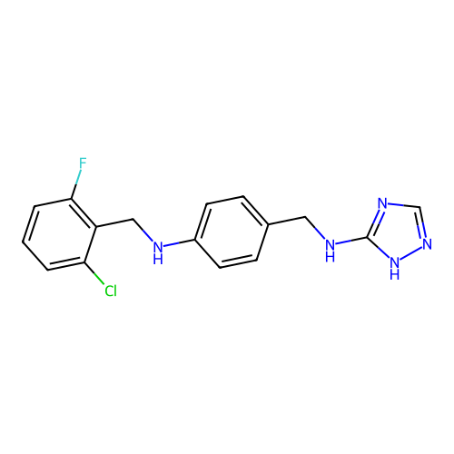 N-{4-[(2-chloro-6-fluorobenzyl)amino]benzyl}-1H-1,2,4-triazol-5-amine structure