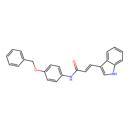 2-Propenamide, 3-(1H-indol-3-yl)-N-(4-(phenylmethoxy)phenyl)-, (E)- structure