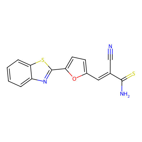 (2E)-3-[5-(1,3-benzothiazol-2-yl)furan-2-yl]-2-cyanoprop-2-enethioamide structure