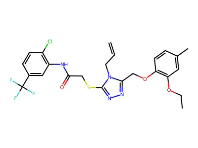 N-[2-chloro-5-(trifluoromethyl)phenyl]-2-({5-[(2-ethoxy-4-methylphenoxy)methyl]-4-(prop-2-en-1-yl)-4H-1,2,4-triazol-3-yl}sulfanyl)acetamide structure