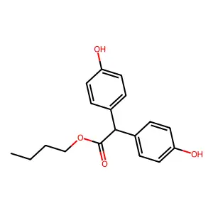 Benzeneacetic acid, 4-hydroxy-alpha-(4-hydroxyphenyl)-, butyl ester structure