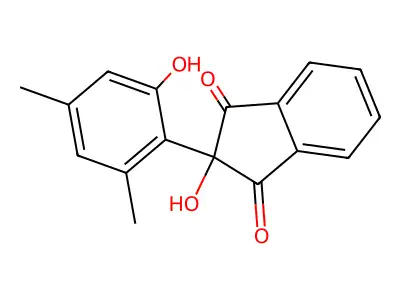 1,3-Indandione, 2-hydroxy-2-(6-hydroxy-2,4-xylyl)- structure