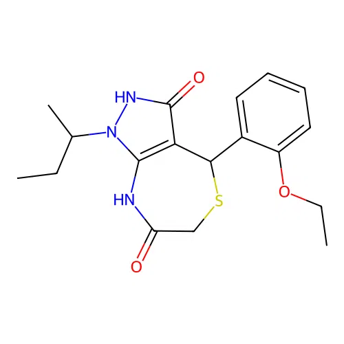 1-butan-2-yl-4-(2-ethoxyphenyl)-4,8-dihydro-2H-pyrazolo[3,4-e][1,4]thiazepine-3,7-dione structure