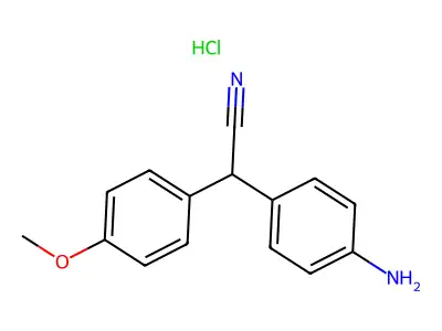 Benzeneacetonitrile, 4-amino-alpha-(4-methoxyphenyl)-, monohydrochloride structure