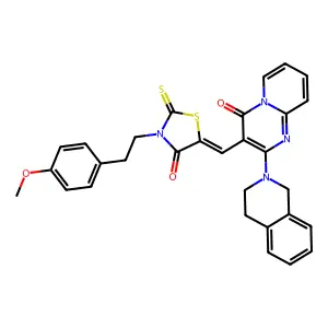 2-(3,4-dihydroisoquinolin-2(1H)-yl)-3-[(Z)-{3-[2-(4-methoxyphenyl)ethyl]-4-oxo-2-thioxo-1,3-thiazolidin-5-ylidene}methyl]-4H-pyrido[1,2-a]pyrimidin-4-one structure