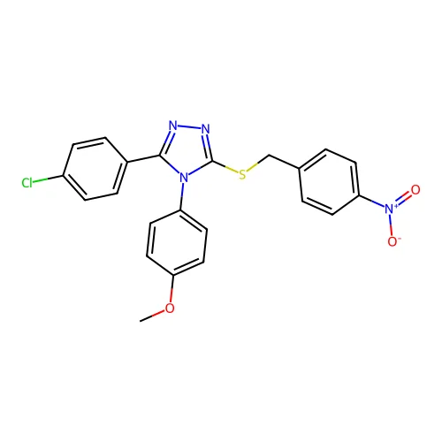 3-(4-chlorophenyl)-4-(4-methoxyphenyl)-5-[(4-nitrophenyl)methylsulfanyl]-1,2,4-triazole structure