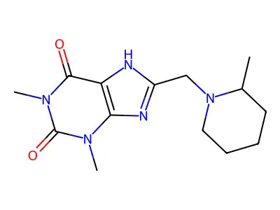 1,3-Dimethyl-8-[(2-methylpiperidyl)methyl]-1,3,7-trihydropurine-2,6-dione structure