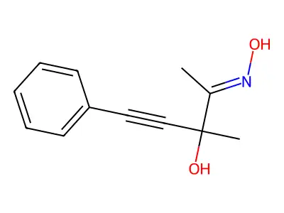 4-Hydroxyimino-3-methyl-1-phenylpent-1-yn-3-ol structure