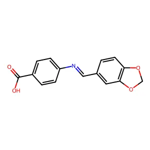 4-((1,3-Benzodioxol-5-ylmethylene)amino)benzoic acid structure