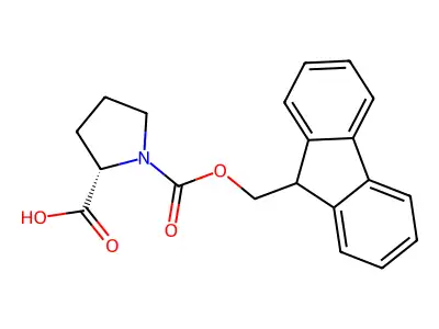 1-(9H-Fluoren-9-ylmethyl) hydrogen (S)-pyrrolidine-1,2-dicarboxylate structure