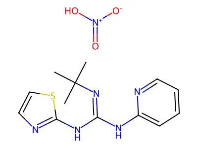 Guanidine, N-(1,1-dimethylethyl)-N'-2-pyridinyl-N''-2-thiazolyl-, mononitrate structure