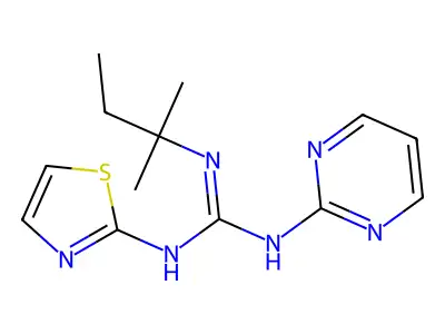 Guanidine, N-(1,1-dimethylpropyl)-N'-2-pyrimidinyl-N''-2-thiazolyl- structure
