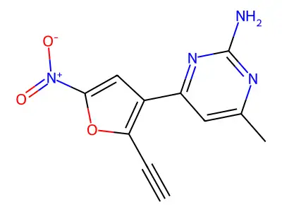 2-Amino-4-methyl-6-(2-ethynyl-5-nitrofuryl)pyrimidine structure