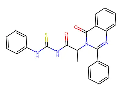 1-(2-(4-Oxo-2-phenyl-3,4-dihydro-3-quinazolinyl)propionyl)-3-phenyl-2-thiourea structure
