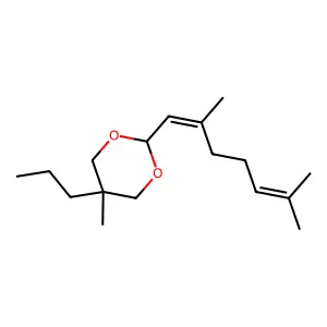2-(2,6-Dimethyl-1,5-heptadien-1-yl)-5-methyl-5-propyl-1,3-dioxane structure