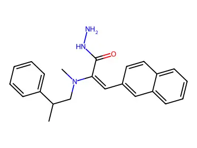 2-[Methyl(2-phenylpropyl)amino]-3-naphthalen-2-ylprop-2-enehydrazide structure
