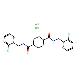 1,4-Cyclohexanedicarboxamide, N,N'-bis(2-chlorobenzyl)-, dihydrochloride, (E)- structure