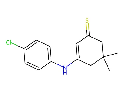 2-Cyclohexene-1-thione, 3-[(4-chlorophenyl)amino]-5,5-dimethyl- structure