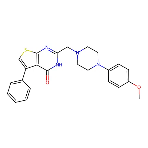 2-[[4-(4-methoxyphenyl)piperazin-1-yl]methyl]-5-phenyl-3H-thieno[2,3-d]pyrimidin-4-one structure
