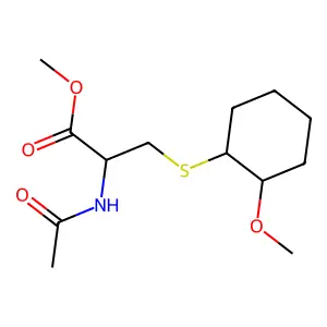 L-Cysteine, N-acetyl-S-(2-methoxycyclohexyl)-, methyl ester, trans- structure