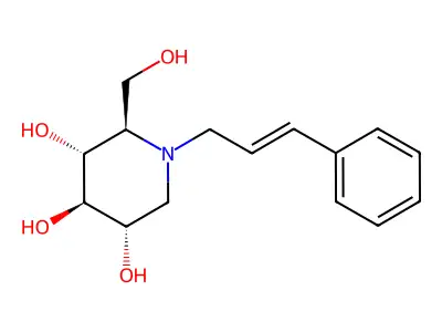 (2R,3R,4R,5S)-2-(hydroxymethyl)-1-(3-phenylprop-2-enyl)piperidine-3,4,5-triol structure