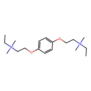 Ethyl-[2-[4-[2-[ethyl(dimethyl)azaniumyl]ethoxy]phenoxy]ethyl]-dimethylazanium structure