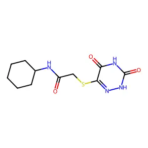 N-cyclohexyl-2-[(3,5-dioxo-2H-1,2,4-triazin-6-yl)sulfanyl]acetamide structure