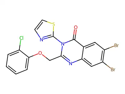4(3H)-Quinazolinone, 2-((2-chlorophenoxy)methyl)-6,7-dibromo-3-(2-thiazolyl)- structure