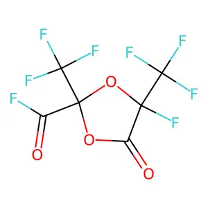 4-Fluoro-5-oxo-2,4-bis(trifluoromethyl)-1,3-dioxolane-2-carbonyl fluoride structure