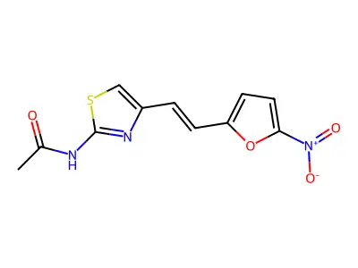N-[4-[2-(5-nitrofuran-2-yl)ethenyl]-1,3-thiazol-2-yl]acetamide structure