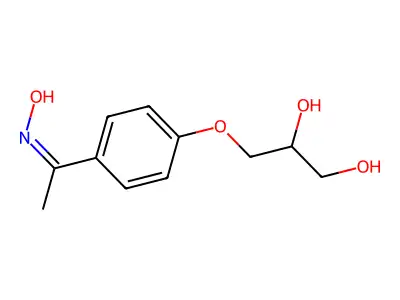 3-[4-(N-hydroxy-C-methylcarbonimidoyl)phenoxy]propane-1,2-diol structure