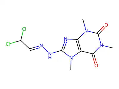 8-[2-(2,2-Dichloroethylidene)hydrazinyl]-1,3,7-trimethylpurine-2,6-dione structure