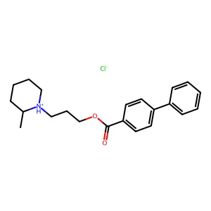4-Biphenylcarboxylic acid, 3-(2-methylpiperidino)propyl ester, hydrochloride structure