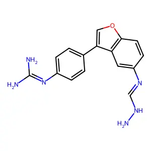 (4-(5-((Aminoiminomethyl)amino)-2-benzofuranyl)phenyl)guanidine structure