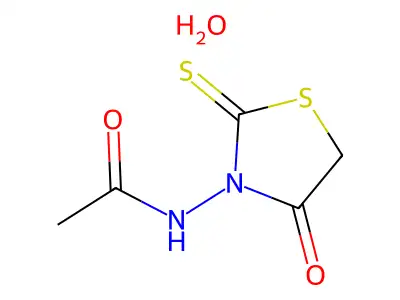Rhodanine, N-acetamido-, hydrate structure