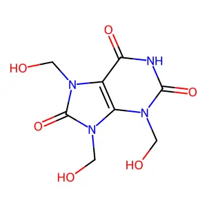 1H-Purine-2,6,8(3H)-trione, 7,9-dihydrotris(hydroxymethyl)- structure